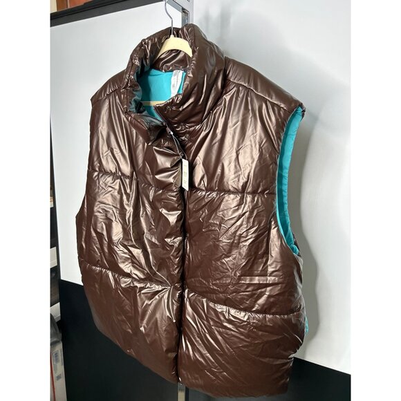 NWT Fabletics Oversized Puffer Vest XX/1X Cacao/Aqua Beach - Picture 9 of 9